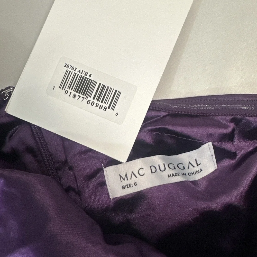NWD Mac Duggal‎ [  6 ] 20702 High Low Gown with Statement Bow Aubergine S1888 - Picture 5 of 16